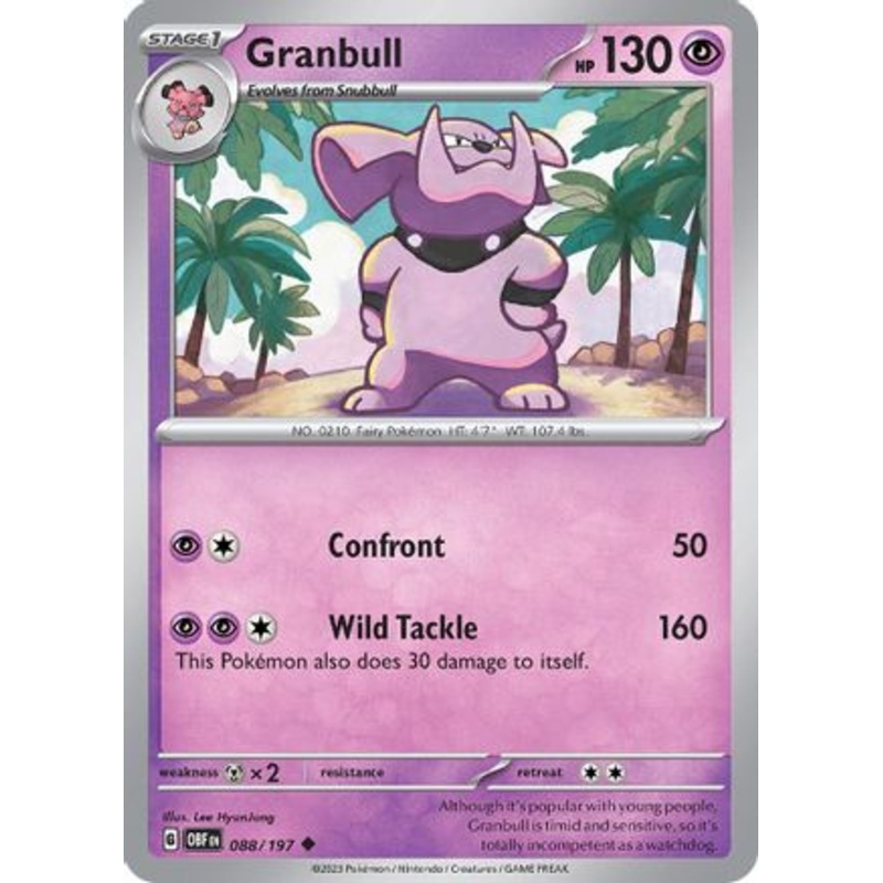 Granbull 088/197  - Reverse Holofoil SV03 Obsidian Flames - Uncommon