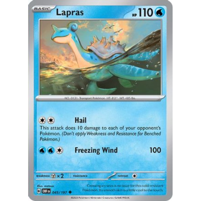 Lapras 045/197  - Reverse Holofoil SV03 Obsidian Flames - Uncommon