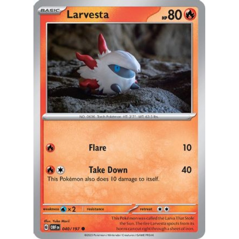 Larvesta 040/197  - Reverse Holofoil SV03 Obsidian Flames - Common