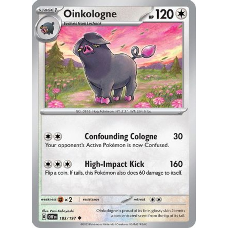 Oinkologne 183/197  - Reverse Holofoil SV03 Obsidian Flames - Uncommon