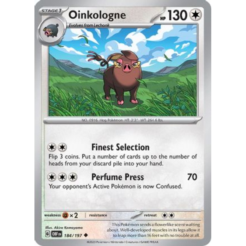 Oinkologne 184/197  - Reverse Holofoil SV03 Obsidian Flames - Uncommon