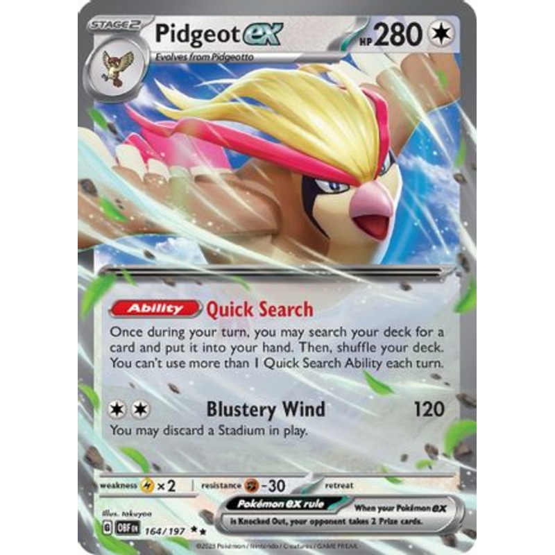 Pidgeot ex 164/197  - Holofoil SV03 Obsidian Flames - Double Rare