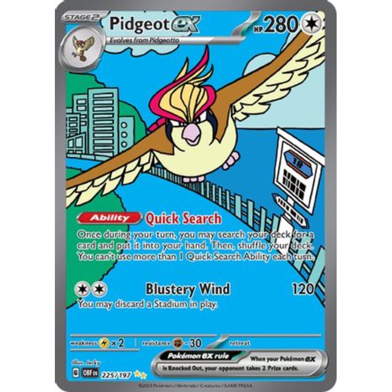 Pidgeot ex 225/197  - Holofoil SV03 Obsidian Flames - Special Illustration Rare