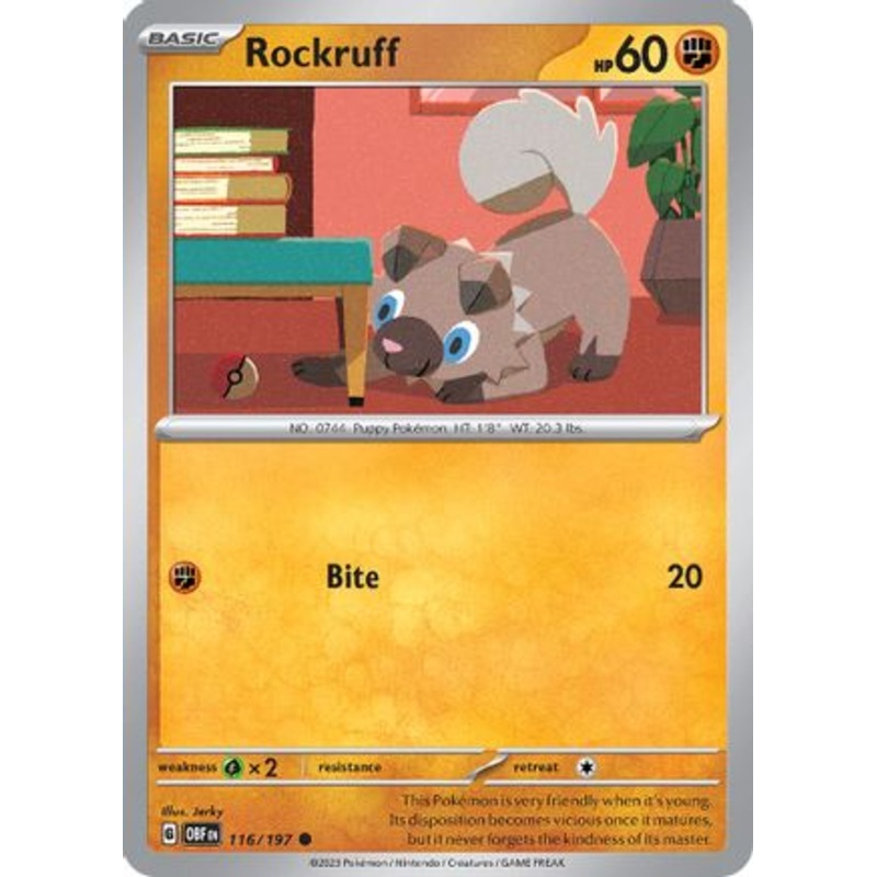 Rockruff 116/197  - Reverse Holofoil SV03 Obsidian Flames - Common