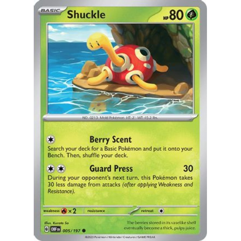 Shuckle 005/197  - Reverse Holofoil SV03 Obsidian Flames - Common
