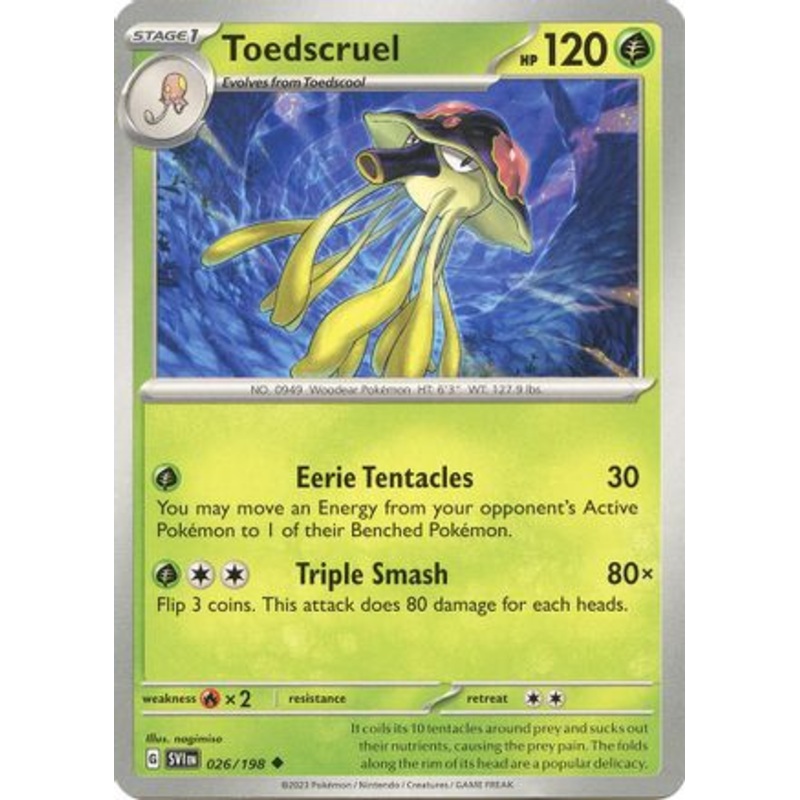 Toedscruel 026/198  - Reverse Holofoil SV01 Scarlet & Violet Base Set - Uncommon