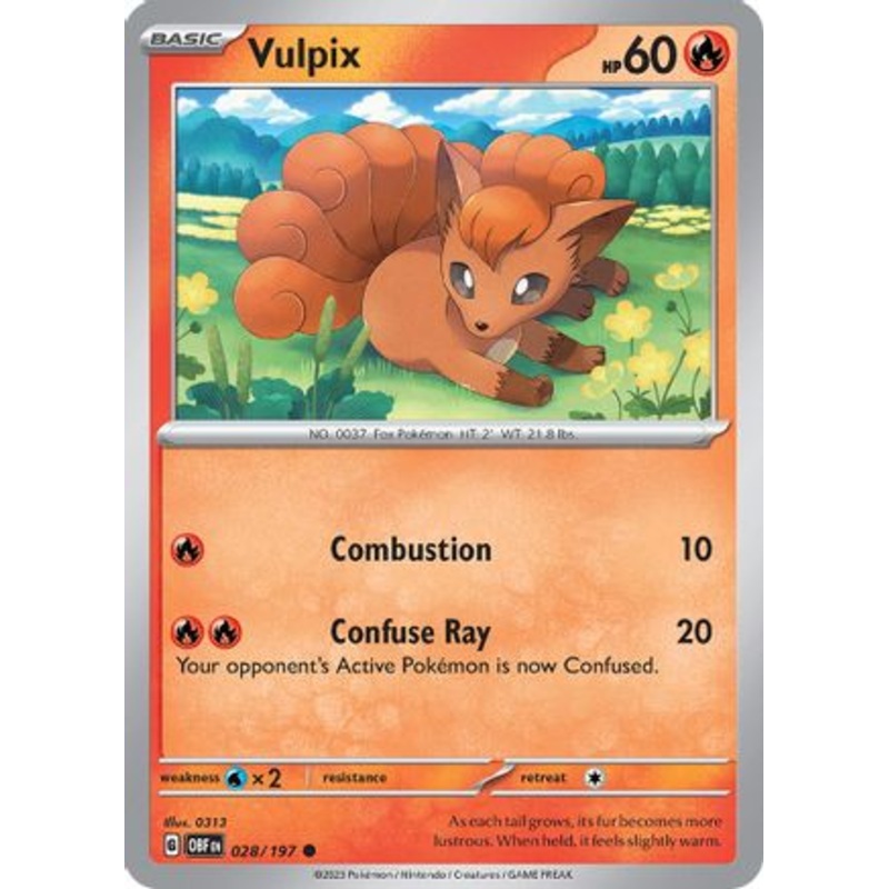 Vulpix 028/197  - Reverse Holofoil SV03 Obsidian Flames - Common
