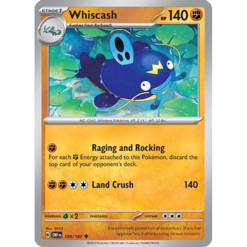 Whiscash 109/197  SV03 Obsidian Flames - Uncommon