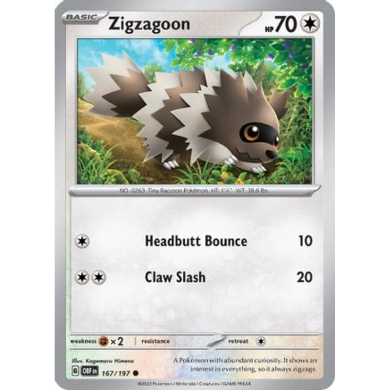 Zigzagoon 167/197  SV03 Obsidian Flames - Common