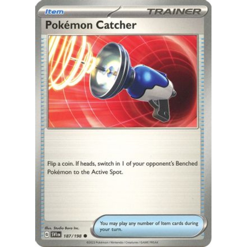 Pokemon Catcher 187/198  - Reverse Holofoil SV01 Scarlet & Violet Base Set - Common