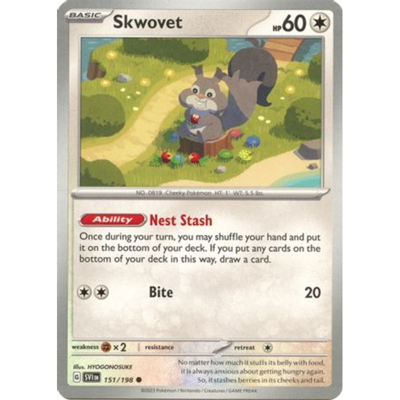 Skwovet 151/198  - Reverse Holofoil SV01 Scarlet & Violet Base Set - Common