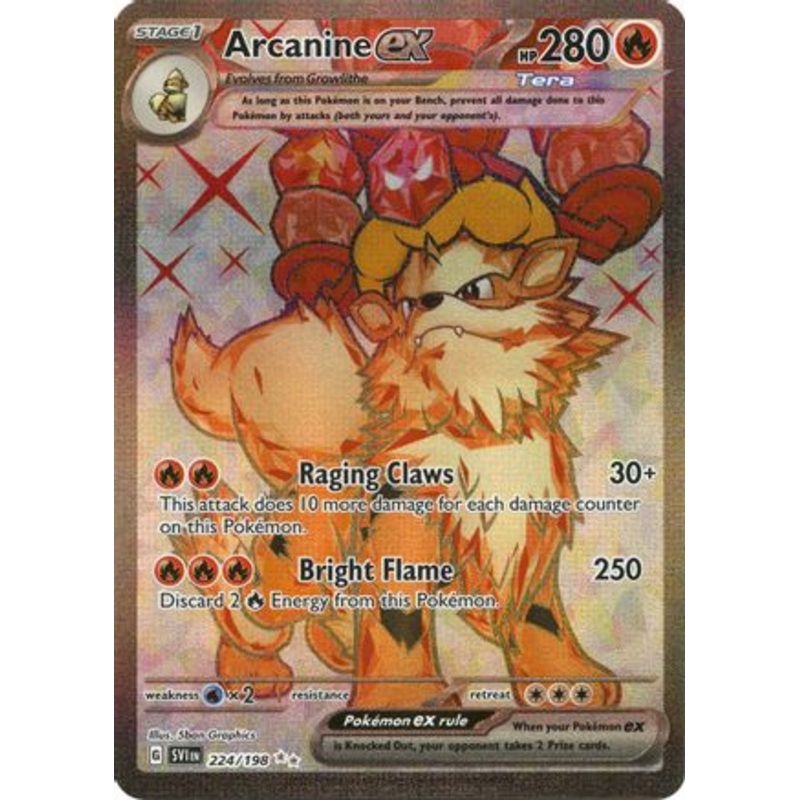 Arcanine ex 224/198  - Holofoil SV01 Scarlet & Violet Base Set - Ultra Rare