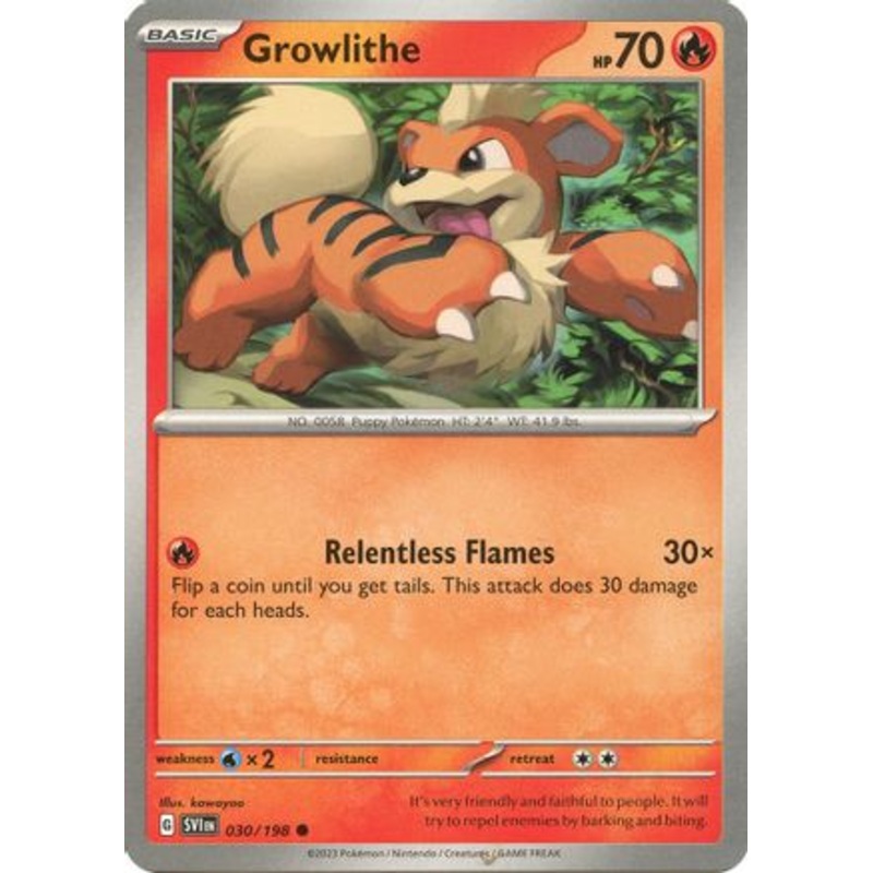 Growlithe 030/198  - Reverse Holofoil SV01 Scarlet & Violet Base Set - Common