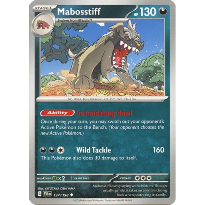 Mabosstiff 137/198  - Reverse Holofoil SV01 Scarlet & Violet Base Set - Uncommon