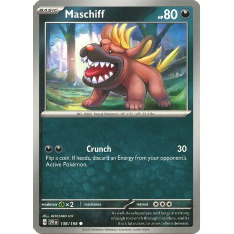 Maschiff 136/198  - Reverse Holofoil SV01 Scarlet & Violet Base Set - Common