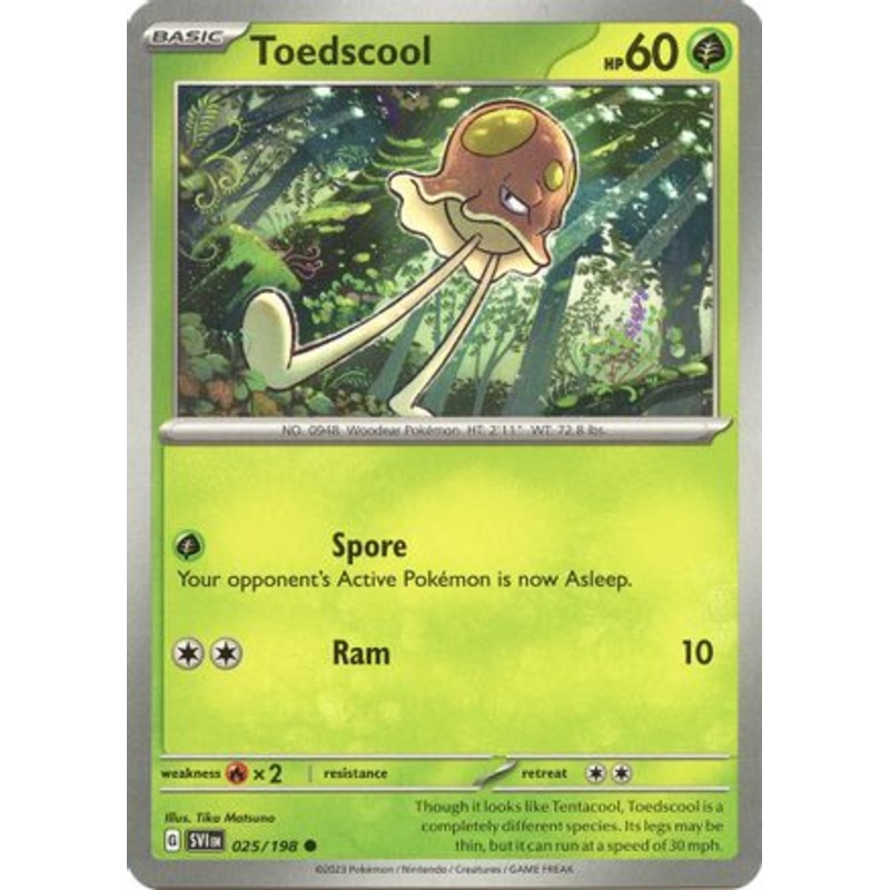 Toedscool 025/198  - Reverse Holofoil SV01 Scarlet & Violet Base Set - Common