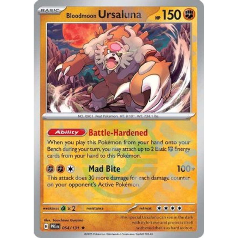 Bloodmoon Ursaluna (Master Ball Pattern) 054/131  - Holofoil SV Prismatic Evolutions - Rare