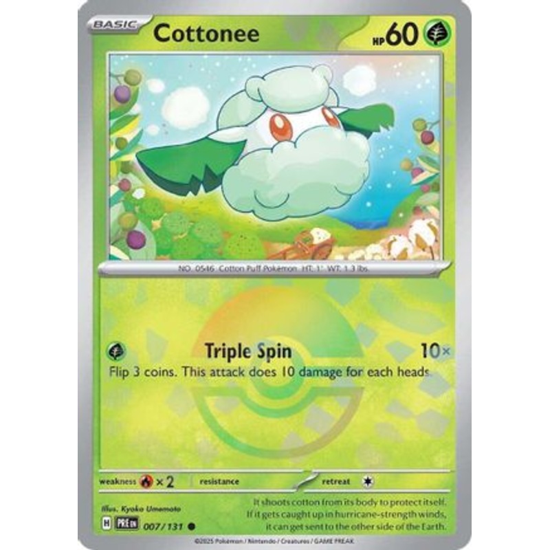 Cottonee (Poke Ball Pattern) 007/131  - Holofoil SV Prismatic Evolutions - Common