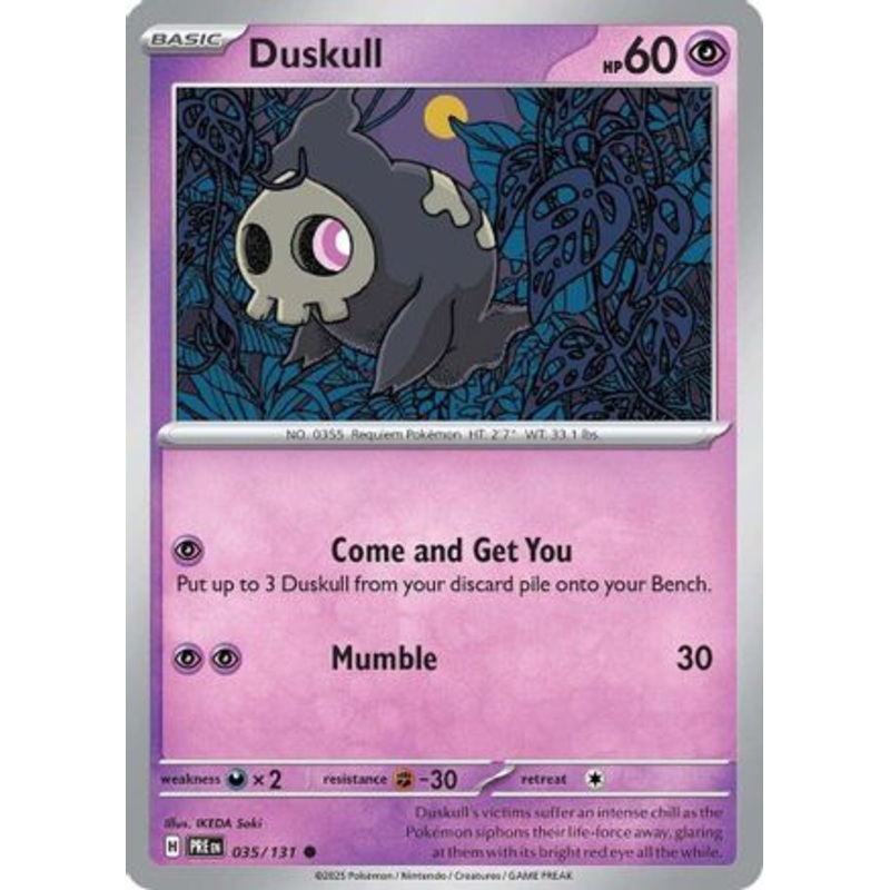 Duskull 035/131  - Reverse Holofoil SV Prismatic Evolutions - Common