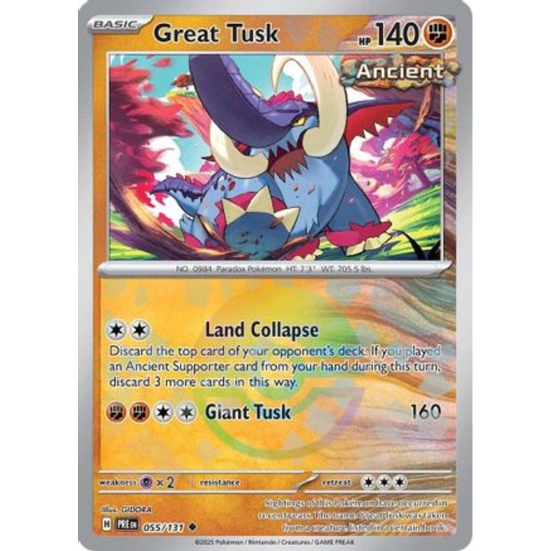 Great Tusk (Poke Ball Pattern) 055/131  - Holofoil SV Prismatic Evolutions - Uncommon