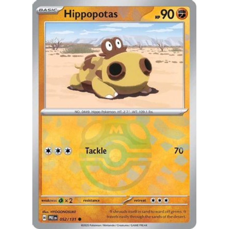 Hippopotas (Master Ball Pattern) 052/131  - Holofoil SV Prismatic Evolutions - Common