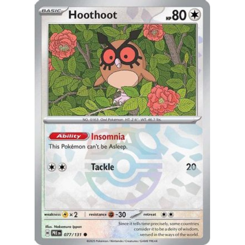 Hoothoot (Master Ball Pattern) 077/131  - Holofoil SV Prismatic Evolutions - Common