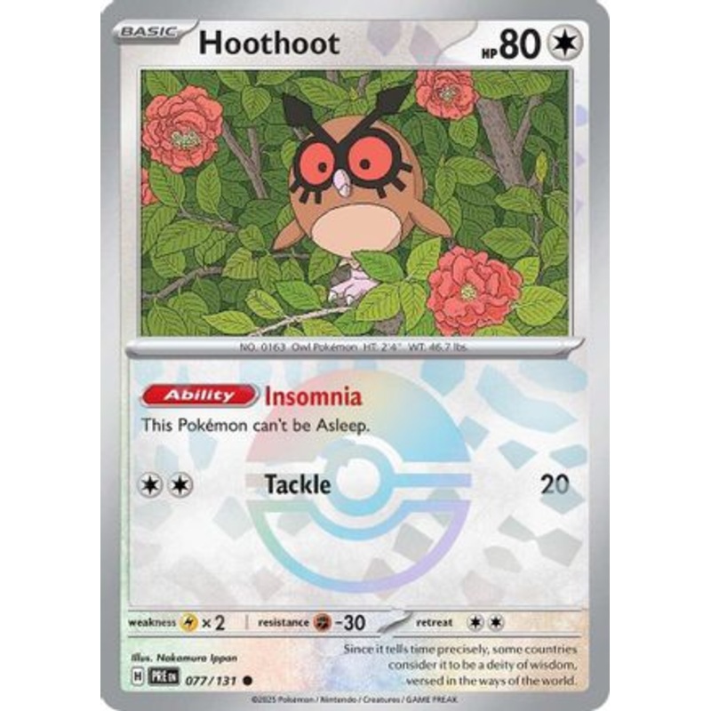Hoothoot (Poke Ball Pattern) 077/131  - Holofoil SV Prismatic Evolutions - Common