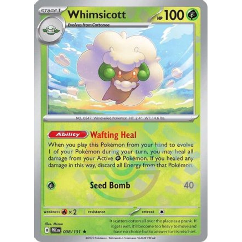 Whimsicott (Poke Ball Pattern) 008/131  - Holofoil SV Prismatic Evolutions - Rare