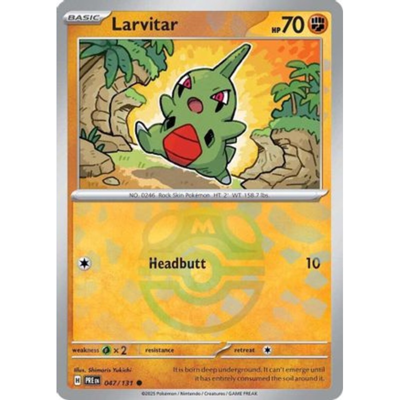 Larvitar (Master Ball Pattern) 047/131  - Holofoil SV Prismatic Evolutions - Common