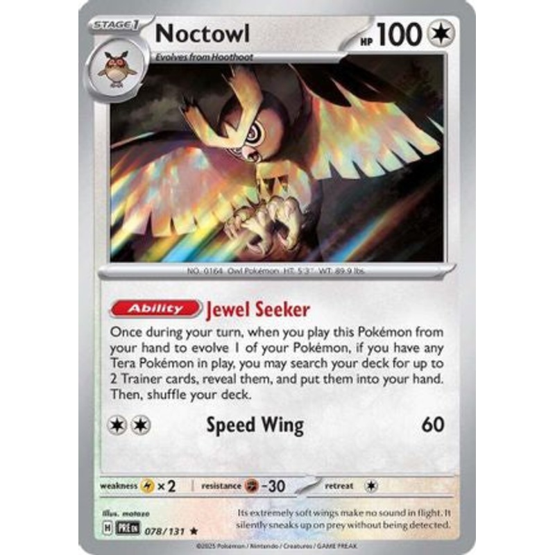 Noctowl 078/131  - Reverse Holofoil SV Prismatic Evolutions - Rare