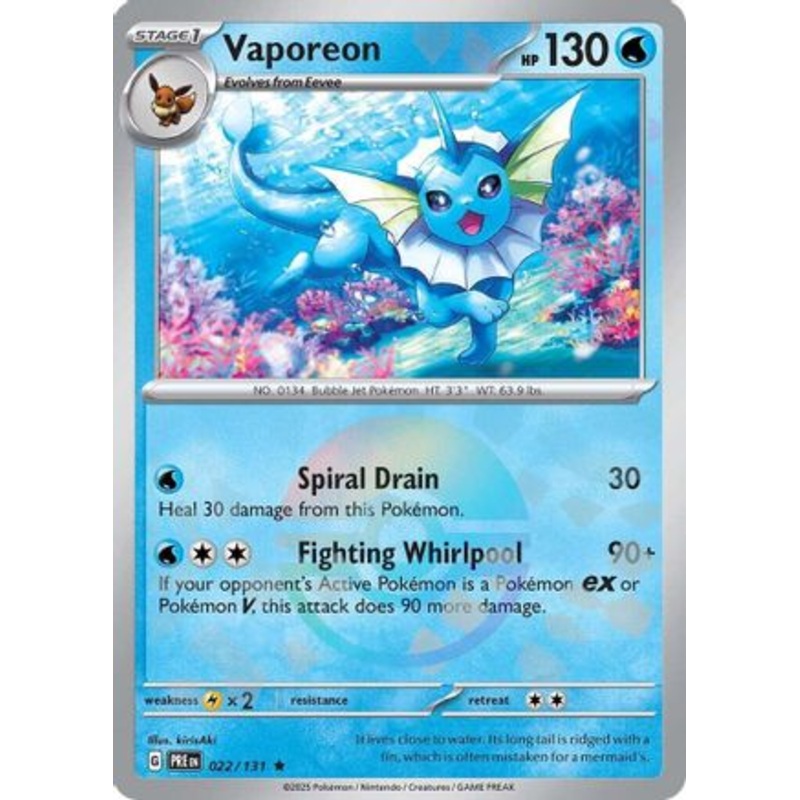 Vaporeon (Poke Ball Pattern) 022/131  - Holofoil SV Prismatic Evolutions - Rare