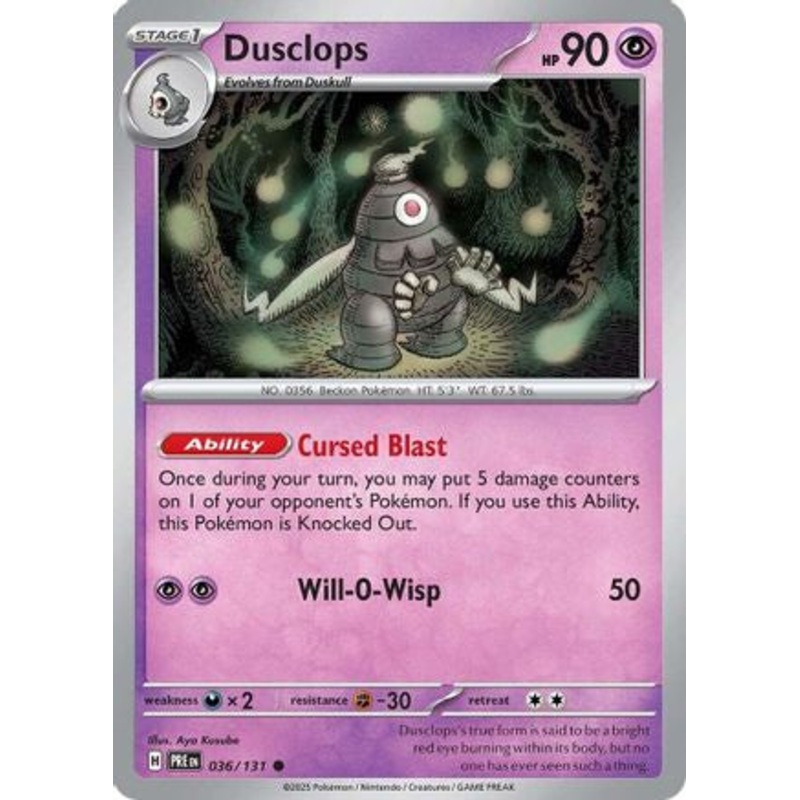 Dusclops 036/131  - Reverse Holofoil SV Prismatic Evolutions - Common