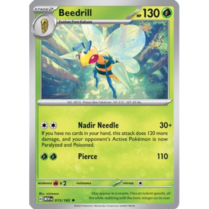 Beedrill 015/165  - Reverse Holofoil SV Scarlet & Violet 151 - Rare
