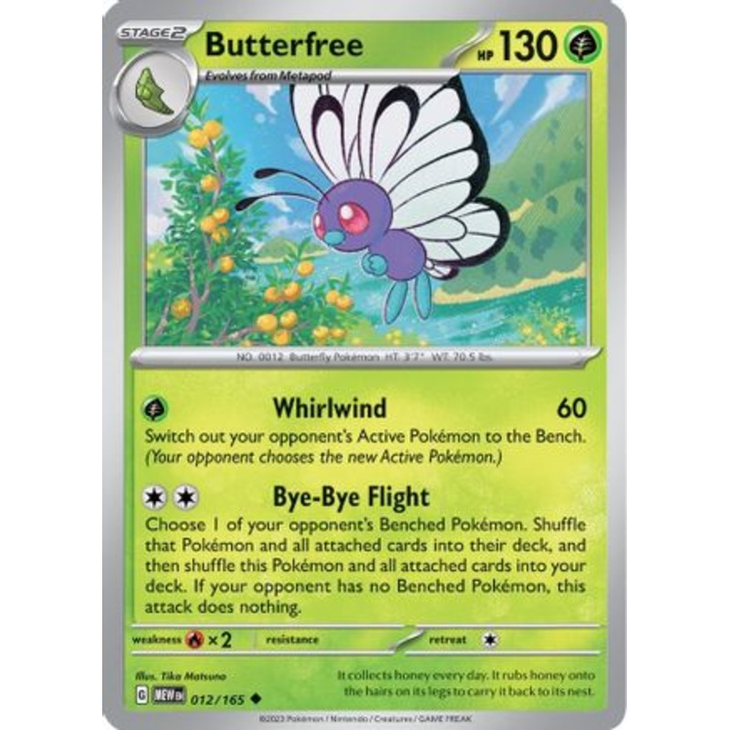 Butterfree 012/165  - Reverse Holofoil SV Scarlet & Violet 151 - Uncommon