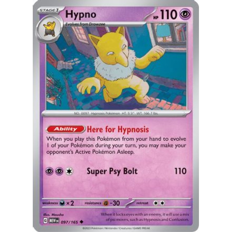 Hypno 097/165  - Reverse Holofoil SV Scarlet & Violet 151 - Uncommon