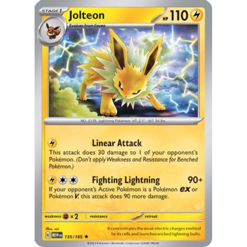 Jolteon 135/165  - Reverse Holofoil SV Scarlet & Violet 151 - Rare