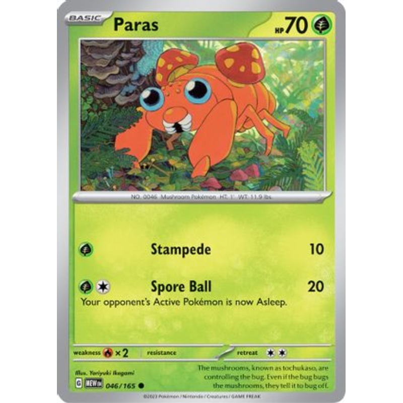 Paras 046/165  - Reverse Holofoil SV Scarlet & Violet 151 - Common