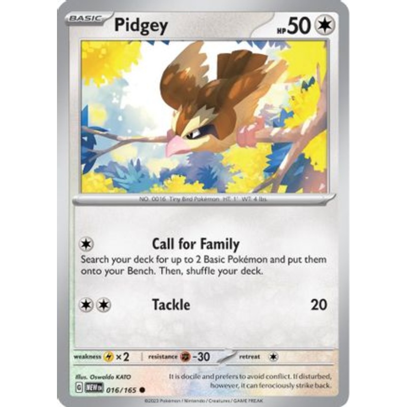 Pidgey 016/165  - Reverse Holofoil SV Scarlet & Violet 151 - Common
