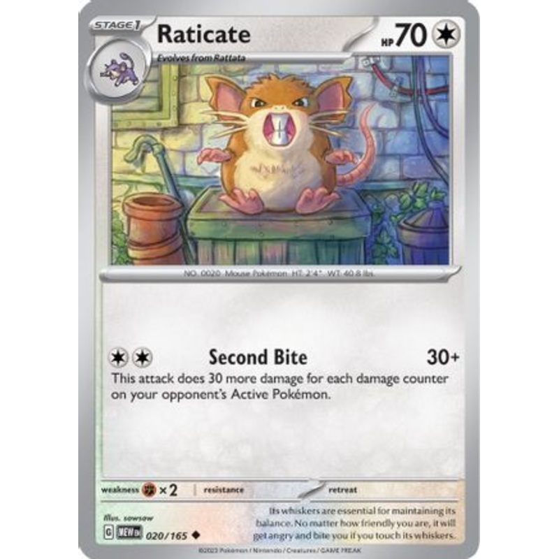 Raticate 020/165  SV Scarlet & Violet 151 - Uncommon