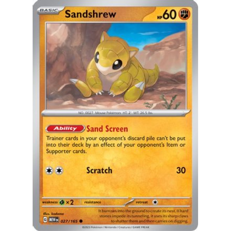 Sandshrew 027/165  - Reverse Holofoil SV Scarlet & Violet 151 - Common