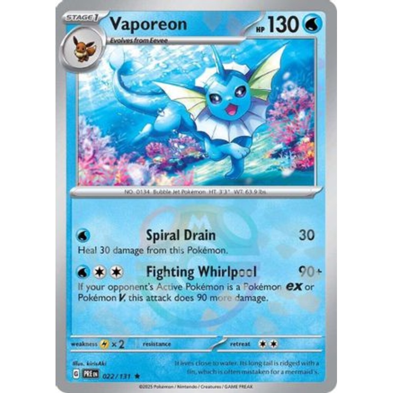 Vaporeon (Master Ball Pattern) 022/131  - Holofoil SV Prismatic Evolutions - Rare