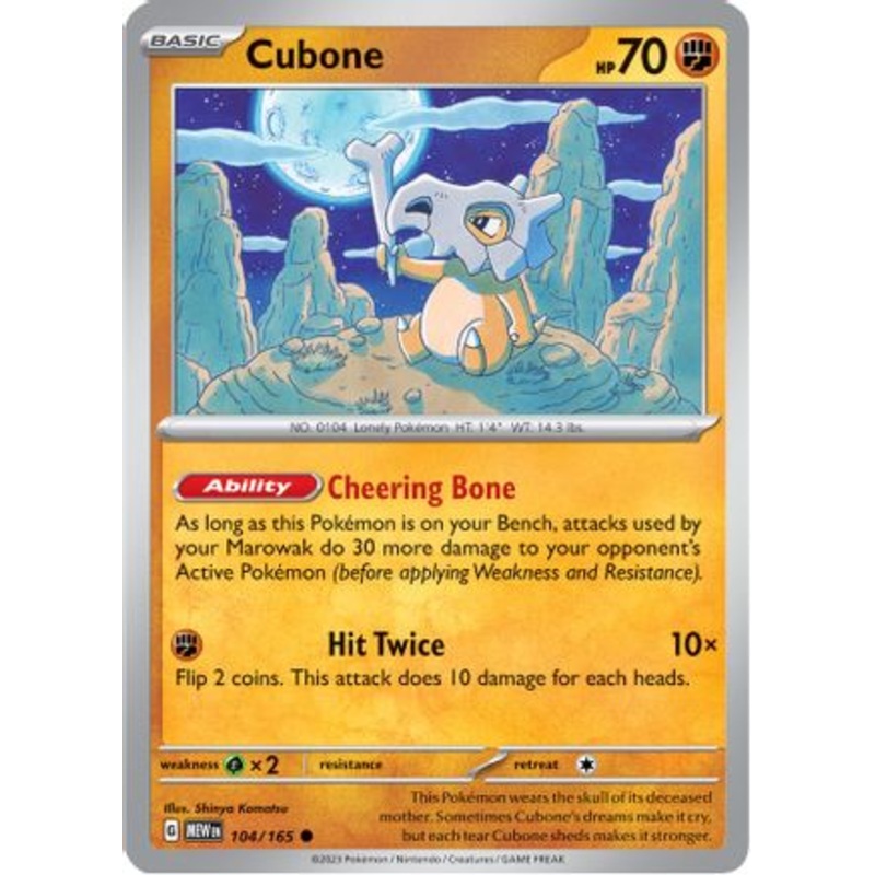 Cubone 104/165  - Reverse Holofoil SV Scarlet & Violet 151 - Common