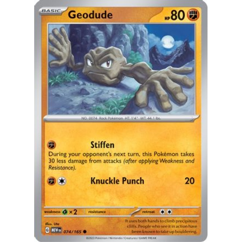 Geodude 074/165  - Reverse Holofoil SV Scarlet & Violet 151 - Common