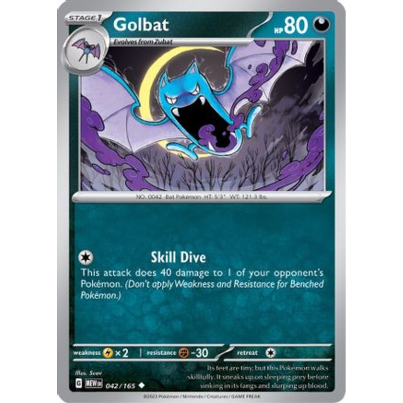 Golbat 042/165  - Reverse Holofoil SV Scarlet & Violet 151 - Uncommon