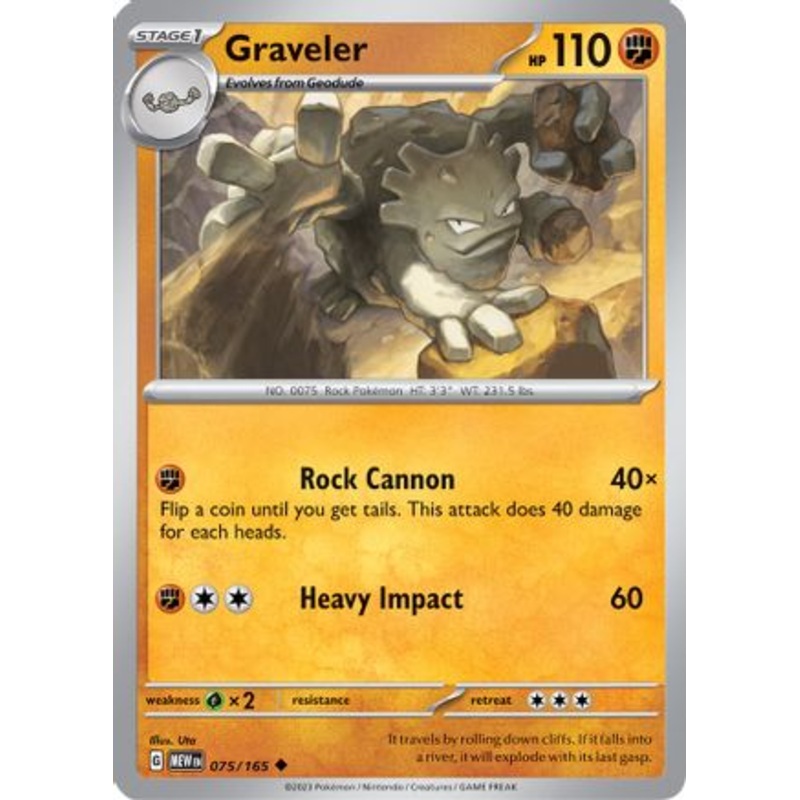 Graveler 075/165  - Reverse Holofoil SV Scarlet & Violet 151 - Uncommon