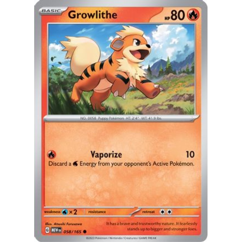 Growlithe 058/165  - Reverse Holofoil SV Scarlet & Violet 151 - Common