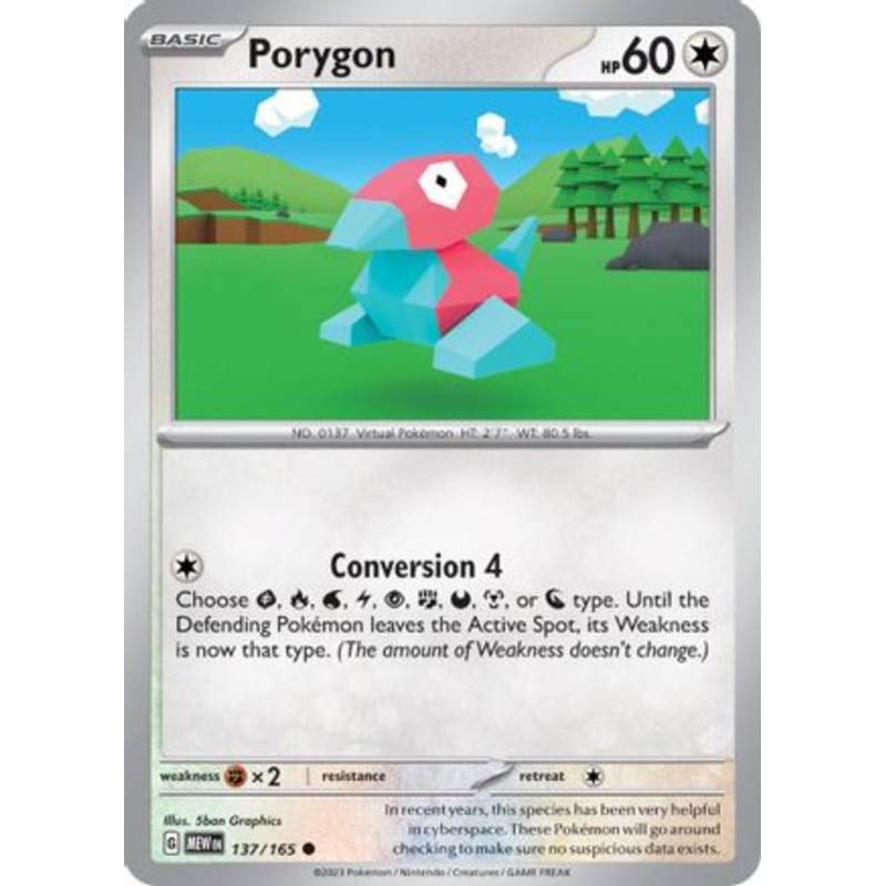 Porygon 137/165  - Reverse Holofoil SV Scarlet & Violet 151 - Common