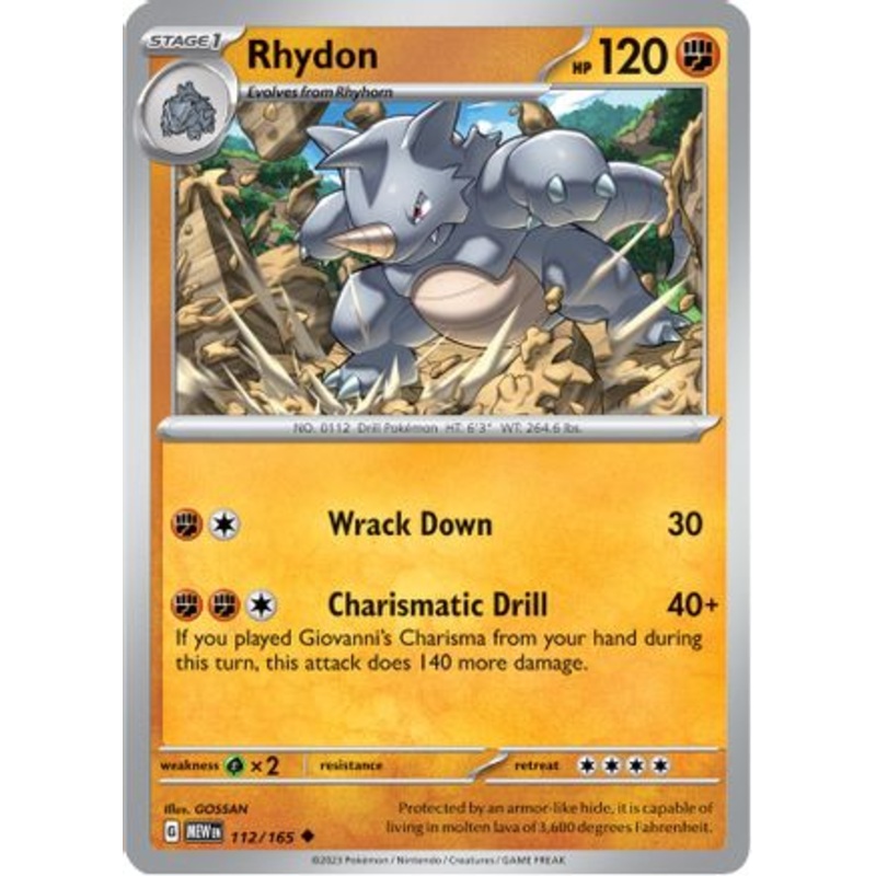 Rhydon 112/165  SV Scarlet & Violet 151 - Uncommon