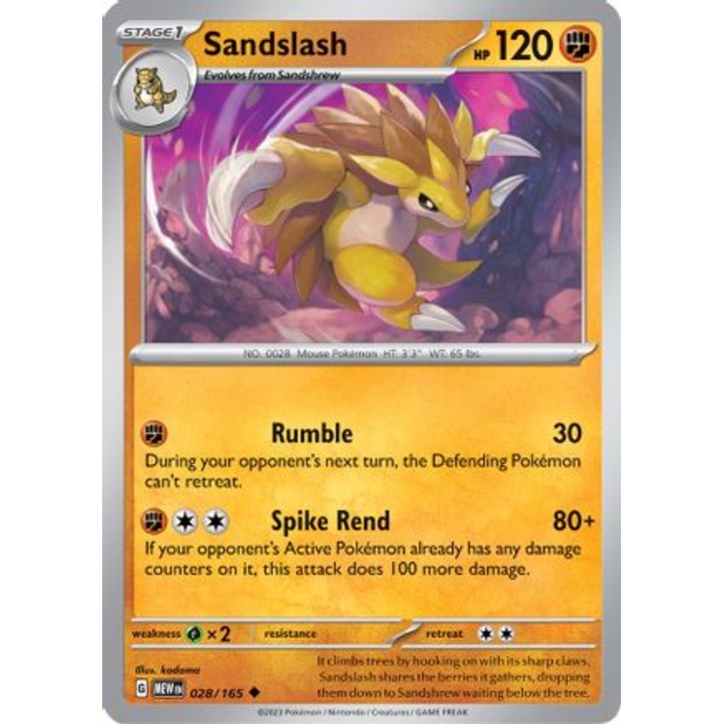 Sandslash 028/165  SV Scarlet & Violet 151 - Uncommon