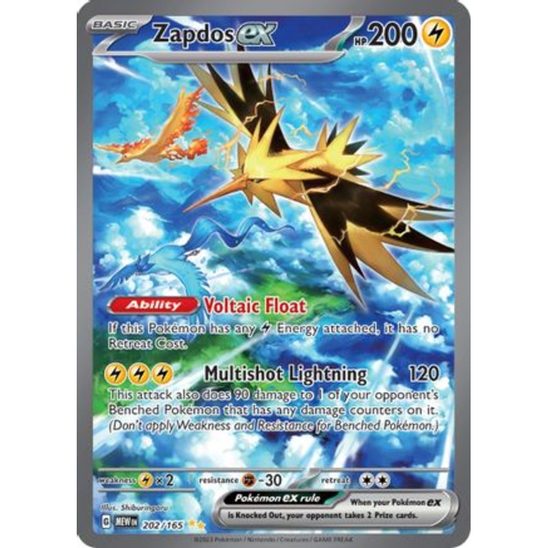 Zapdos ex 202/165  - Holofoil SV Scarlet & Violet 151 - Special Illustration Rare